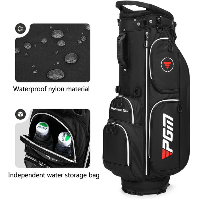 Сумка для гольфу PGM: стійка, легка, водонепроникна, з роздільниками на 5 клубів та ременем, для чоловіків та жінок