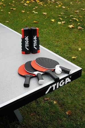 Набір для настільного тенісу STIGA Seasons Anywhere: 4 ракетки, 8 м'ячів, універсальна сітка, для гри в приміщенні та на вулиці, сімейний набір