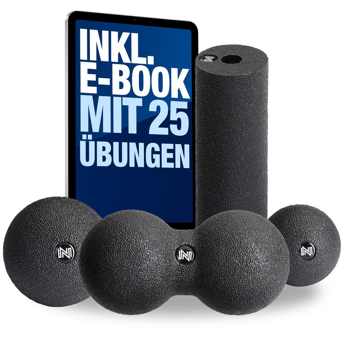 Набір для масажу Najato Sports Faszien Set: Ролик, м'яч, дуобол + Ebook (PDF) для глибокого масажу м'язів
