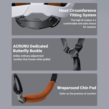Велошолом ACRUNU для чоловіків і жінок MTB з магнітною застібкою FIDLOCK, технологія Ionic+, 11 вентиляційних отворів, регульований, білий Polar, розмір M