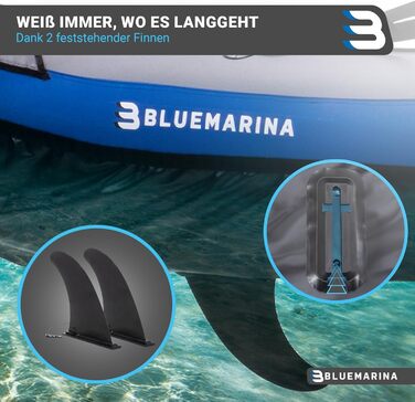 Надувний каяк Bluemarina Samoa для 1-3 осіб з веслом, насосом і сумкою — універсальний надувний човен для риболовлі, відпочинку та водного туризму