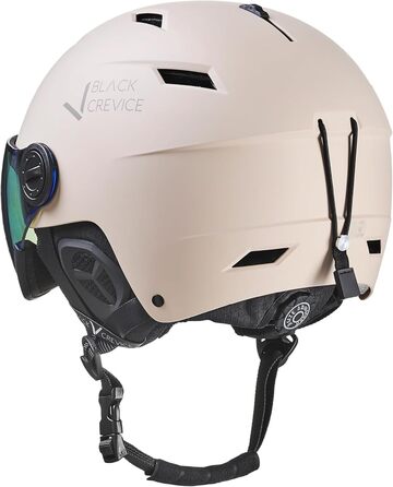 Чорний гірськолижний шолом BLACK CREVICE Kirchberg з візором та вентиляційними отворами - дихаючий шолом для чоловіків та жінок, колір simply taupe 2, розмір L (58-61 см)