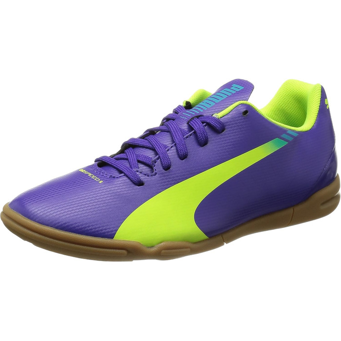 Кросівки футбольні PUMA Evospeed 5.3 Jr для залу, 37 EU, кольори: Prism Violet, Yellow, Blue