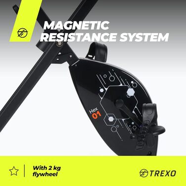 TREXO Hex: Складне тренажерне колесо для дому з комп'ютером, чорне (EB-H01)