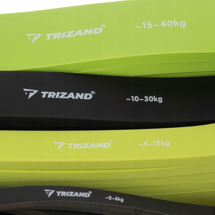 Набір латексних фітнес-резинок Trizand (4 шт.), товсті, 2-40 кг, з кріпленням до дверей