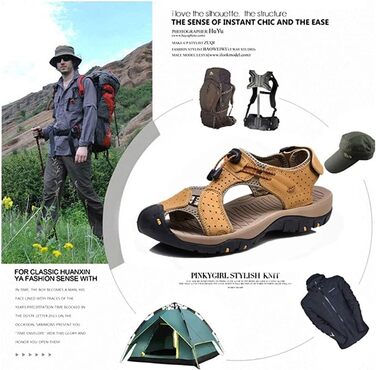 Чоловічі сандалі Asifn для хайкінгу, шкіра, водонепроникні, закритий носок, коричневі, розмір 47/48 EU