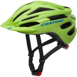 Дитячий велосипедний шолом Cratoni Pacer Jr. Lime-Blue матовий 54-58 см з ремінцем RennMaxe для MTB, BMX, міських та кросових велосипедів