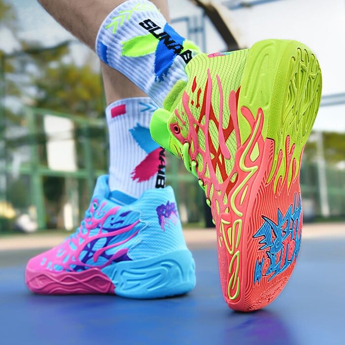Баскетбольне взуття для чоловіків, антиковзаюче, зносостійке, модне спортивне взуття, великі розміри, червоно-зелене (41 EU, Yuanyang)