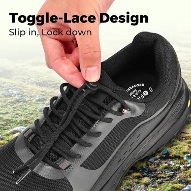 Черевики для піших прогулянок FitVille для чоловіків, широкі, трекінгові, туристичні, чорні. Зі зносостійкою підошвою, дихаючі, легкі, кросівки 45 EU, X-широкі