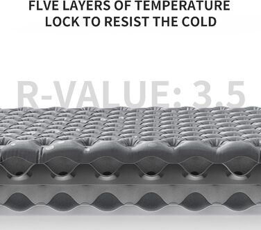 Каремат Naturehike 3.5R для кемпінгу, самонадувний, зимовий (-6°C), чорний, прямокутний (L)