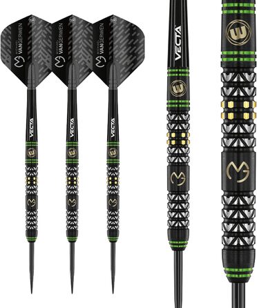 Дротики WINMAU Michael Van Gerwen Vantage 23 г вольфрамові з сталевим наконечником, комплект з оперенням Prism і стержнями Vecta
