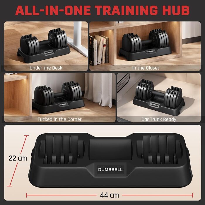 Регульована штанга Yaheetech 2,5-24 кг, 15 рівнів, сталева, з подвійною фіксацією, протиковзка, для дому, спортзалу, офісу