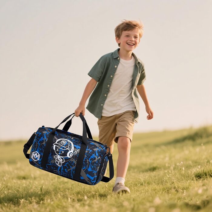 Спортивна сумка для дітей з відділенням для взуття та мокрих речей. Дитяча пляжна сумка для хлопчиків та дівчаток. Сумка для плавання, подорожей, фітнесу (Принц Graffiti Blue)