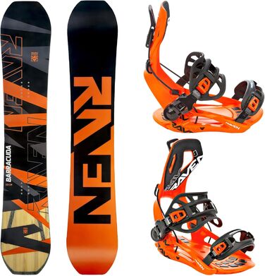 Сноуборд-сет Raven: сноуборд Barracuda Carbon Orange + кріплення Fastec FT360 147см + кріплення FT360 Orange M
