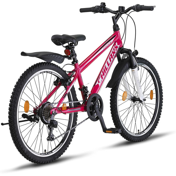 Гірський велосипед Chillaxx Bike Escape 24/26 дюймів, 21-швидкісний, для дівчат, хлопців, жінок і чоловіків, рожево-білий, V-гальма, преміум-якість