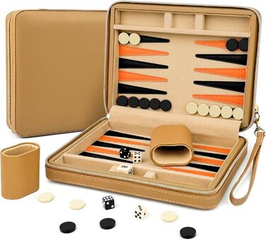 Набір для гри в нарди Lohofrnny для подорожей, портативний, класичний, магнітний, для дорослих та дітей (бежевий)