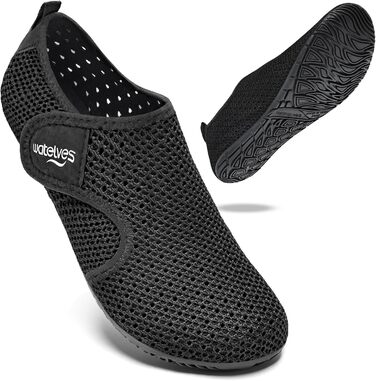 Шкарпетки для плавання та водних видів спорту WateLves: дихаючі, швидковисихаючі, унісекс (36/37 EU, сітка, чорний)