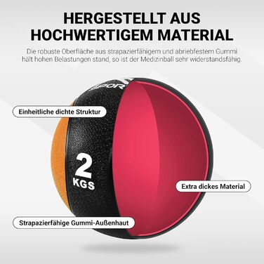 М'яч для фітнесу MSports 2-10 кг - професійний, для залу, з постер-інструкцією, оранжевий