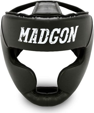 MADGON Преміум захисний шолом для боксу та MMA, з максимальним захистом і оглядом, чорний/білий, розмір M