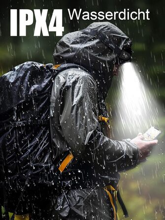 Налобний ліхтар UNBON LED акумуляторний, перезаряджається через USB-C, дуже яскравий, з регулюванням яскравості, 3 режими, сенсор, IPX4, вологостійкий, для туризму, риболовлі, 2 шт.