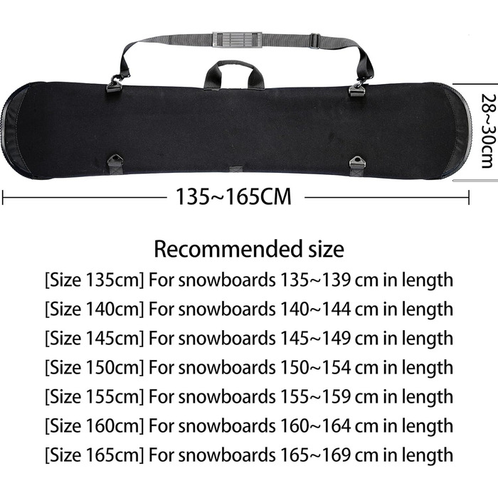 Чохол для сноуборда EIGEETO 135 см: м'який, з регульованим ременем, для зручного транспортування
