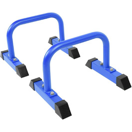 Паралети для фітнесу GORILLA SPORTS, низькі, набір 2 шт., 46x39x30 см, до 200 кг, нековзні, сталь, бруси для віджимань, дипів і стійки на руках, сині, для кросфіту та каллістеніки