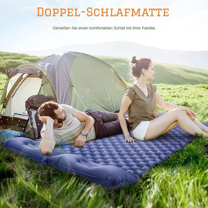 Надувний килимок для кемпінгу Isomatte на 2 особи, 200x120x6 см, водонепроникний, армійний зелений