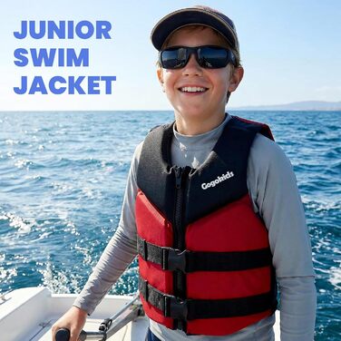 Дитяча жилетка для плавання Gogokids Junior 30-50 кг, червона. Neopren жилет для підлітків та дітей 6-11 років, для каякінгу, SUP та басейну.