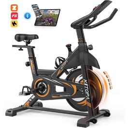 Велотренажер Kitopa Heimtrainer з Bluetooth, LCD-дисплеєм, тихий ергометр, регульоване навантаження, для кардіо-тренувань, до 150 кг, оранжевий