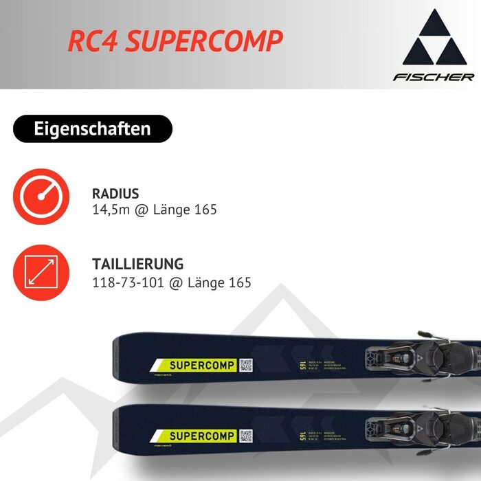 Лижі гірськолижні фішер RC4 Supercomp - для підготовлених трас - з крепленнями RS10 GW SLR Z3-10 - для досвідчених гірськолижників - 170 см