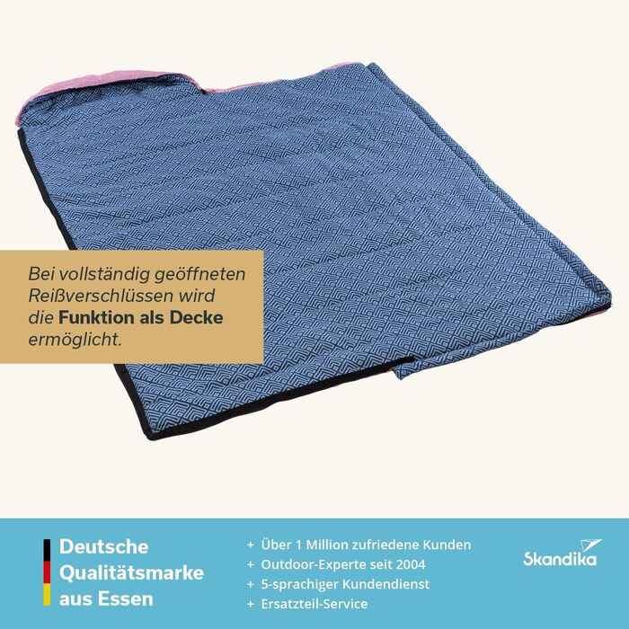 Спальний мішок Skandika Dundee Flanell: бавовна, преміум-якість, з'єднується, двомісний, 3 сезони, до -20°C, 220 x 80/160 см, для кемпінгу