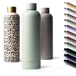 Термос-пляшка MAMEIDO 1 л, з нержавіючої сталі, не протікає, для газованих напоїв, без BPA, ізоляція 12 год гаряче & 24 год холодне (Desert Sage) 1000 мл