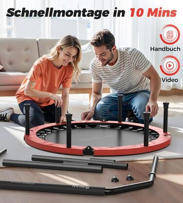 Міні-батут BCAN для дому, 102 см, складний, для дорослих, з регульованою ручкою, вантажопідйомність 150 кг, для фітнесу та тренувань вдома