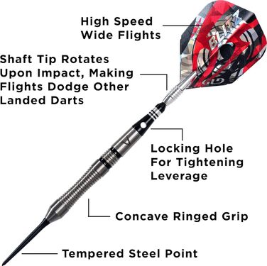 Дартс Viper Blitz 22 г, 95% вольфрам, з кейсом для зберігання та подорожей
