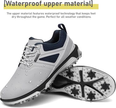 Гольф-взуття чоловіче ULTIANT, водонепроникне, з шнурівкою, дихаюче, для тренувань (сірий, 48 EU)