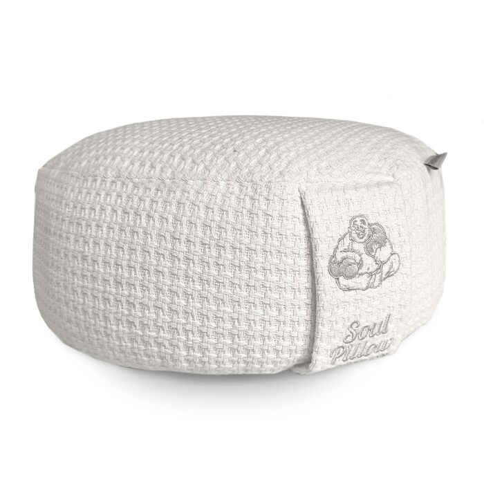 Медитаційне подушечка Soul Pillow: кругле, Ø30см, 15см заввишки, з пшеничною начинкою, знімний чохол, для медитації та йоги, OEKO TEX 100, кремовий