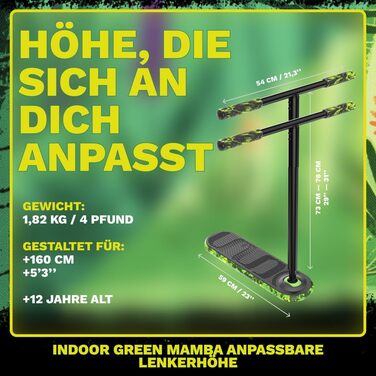 Трюковий самокат Indo Trick Scooter V2 Pro Green Mamba (12+ років) для підлітків, дітей та дорослих – для вулиці та приміщення