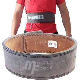 Шкіряний пояс MuscleForge для пауерліфтингу з металевою пряжкою, бодібілдинг, кросфіт, розміри S/M/L