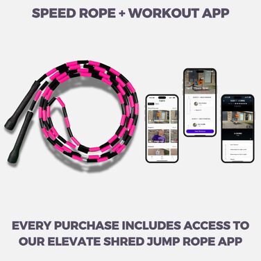 Стрибкове канат Elevate Rope Pro з перлинками, 3м, регульований, чорно-рожевий - для фрістайлу, кардіо та трюків