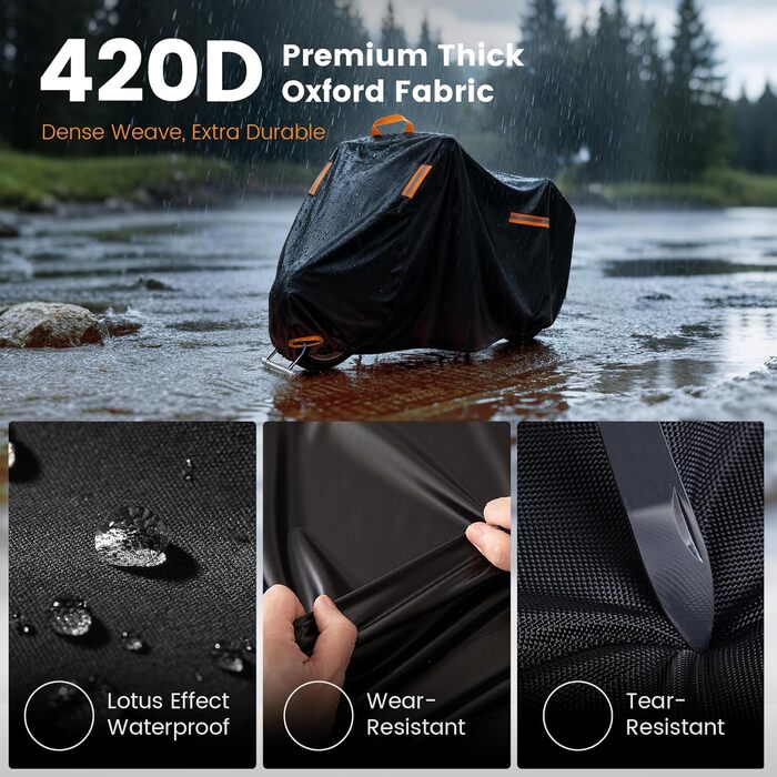 Захисний чохол для мотоцикла Motorrad 4XL, 295x110x140 см, водонепроникний, UV-стійкий, для зберігання на вулиці