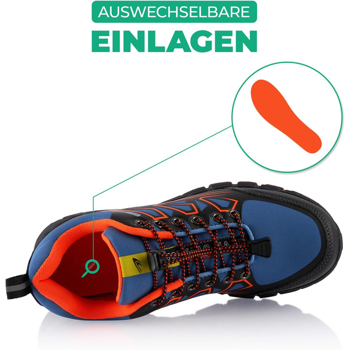 Черевики для трекінгу та трейлраннінгу Softshell для жінок та чоловіків. Синьо-зелені черевики для піших прогулянок та бігу по пересіченій місцевості (41 EU, Синьо-оранжевий)