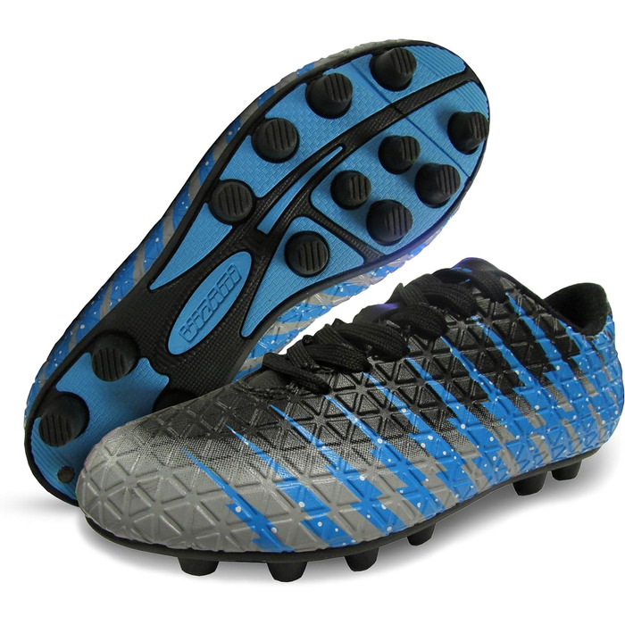 Дитячі футбольні бутси Vizari FG | Бутси для футболу для хлопчиків та дівчаток | Outdoor Soccer Cleats | Біло-чорно-срібні (38 EU)