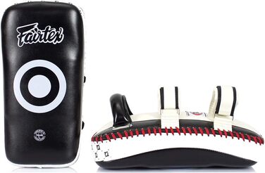 Тайські лапи Fairtex KPLC2, чорні-білі, для кікбоксингу, боксу та ММА