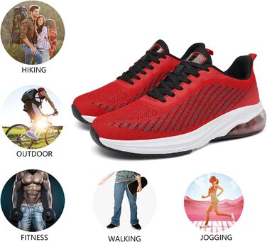 Спортивне взуття Frysen для чоловіків та жінок: кросівки для фітнесу, бігу, трекінгу. 4 кольори, розміри 36-47 EU. Зелено-білі (46 EU, червоно-білі)