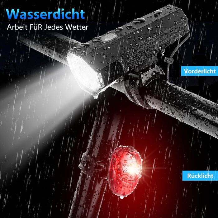 Набір LED-ліхтарів для велосипеда, перезаряджуваний, сертифікований STVZO, водонепроникний, з USB-зарядкою. Фронтальний та задній ліхтарі для велосипеда. Чорний.