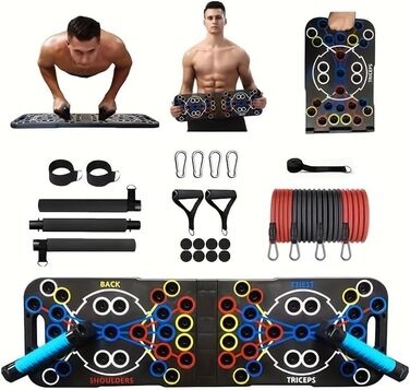 Багатофункціональна дошка для віджимань на 54 отвори — тренажер для м'язів грудей, рук та преса для дому, підходить для чоловіків та жінок