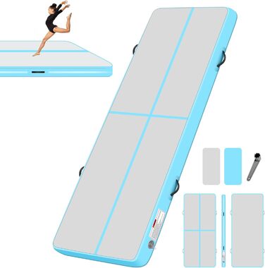 Надувний килимок для гімнастики BPB з електронасосом. 10 футів (300x100x10 см). Для дому, спортзалу, челедангу, йоги, пілатесу, бойових мистецтв, пляжу та водяних розваг.