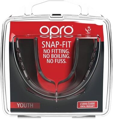 Капа спортивна OPRO Snap-Fit для дорослих та дітей, захист для хокею, лакросу, регбі, MMA, боксу та інших контактних видів спорту (прозора)
