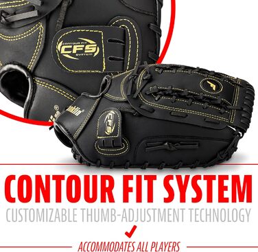 Рукавиця для бейсболу та софтболу Franklin Sports Field Master (правий, 31.8 см) - First Base Mitt, Чорний/Золотий