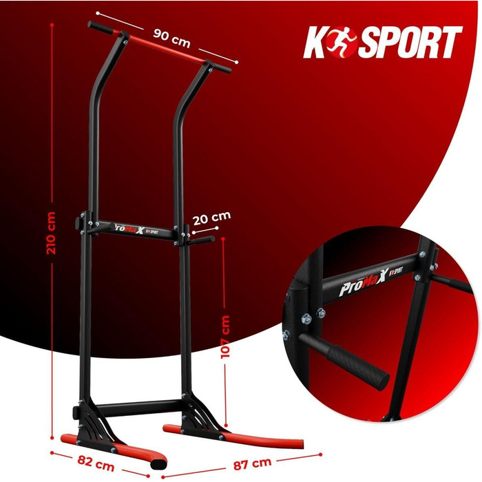 K-Sport Power Tower: турнік, силовий тренажер для дому | до 150 кг | багатофункціональний | для фітнесу та силових тренувань